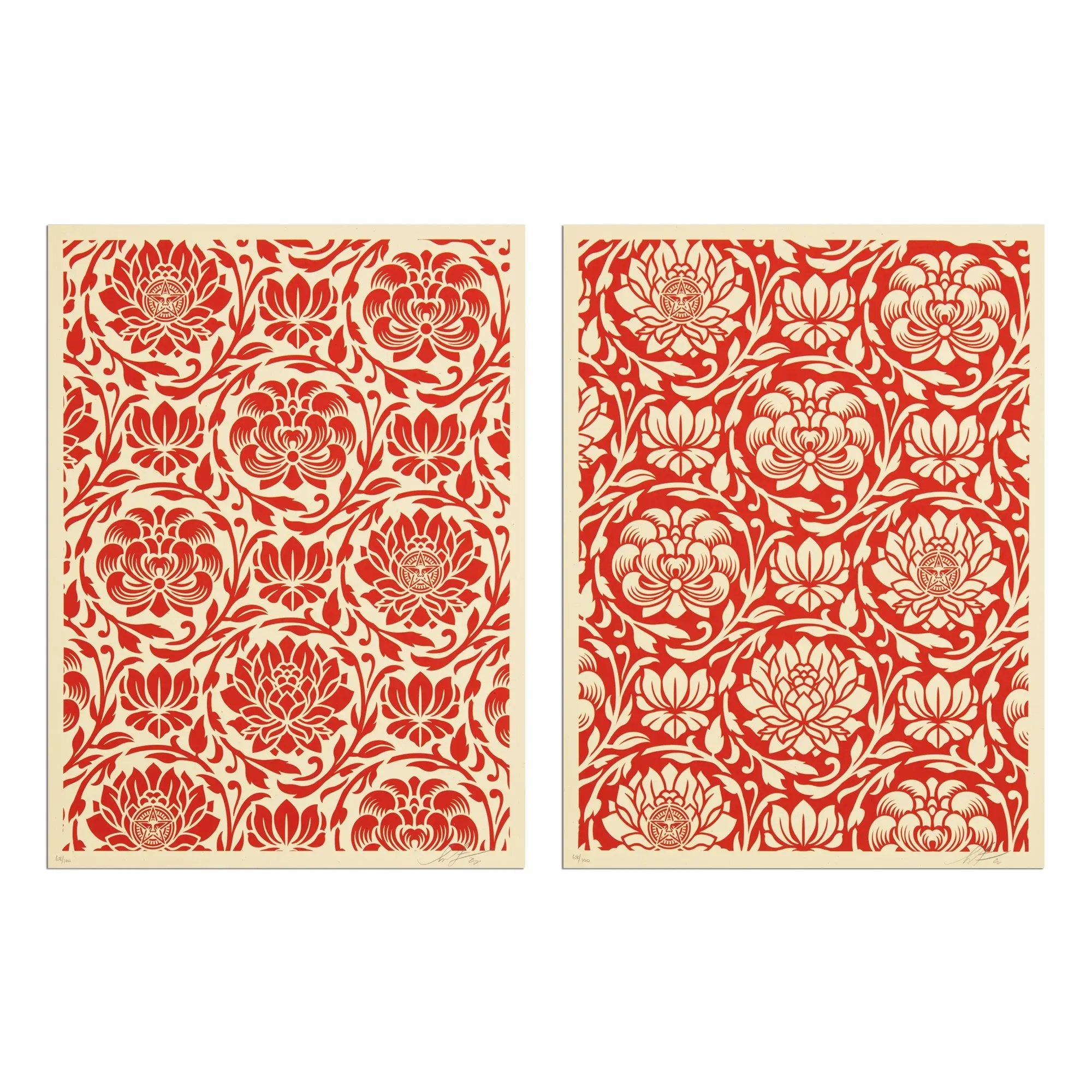 Shepard Fairey - Floral Harmony (Red Yin/Yang)